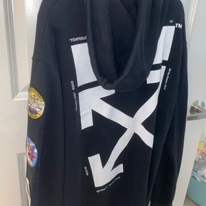 Off white zip up hoodie with patches (rare)